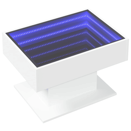 Mesa de Centro, Mesa baixa, c LEDs 70x50x45 cm derivados de madeira branco