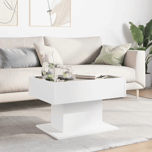 Mesa de Centro, Mesa baixa, c LEDs 70x50x45 cm derivados de madeira branco