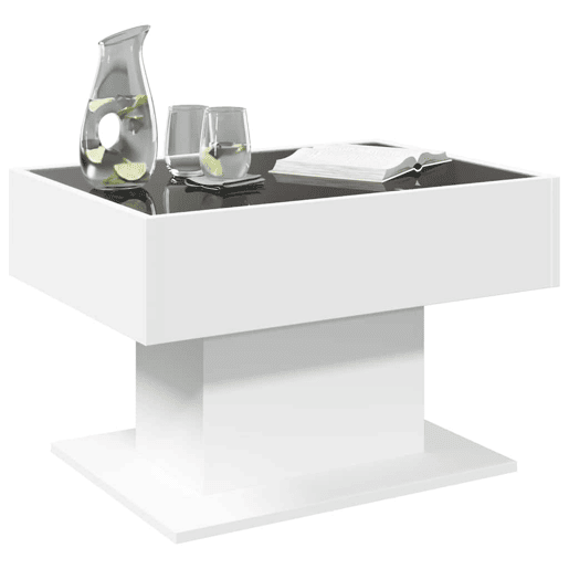 Mesa de Centro, Mesa baixa, c LEDs 70x50x45 cm derivados de madeira branco