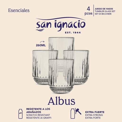 Conjunto de 4 copos de cristal San Ignacio de 300ml