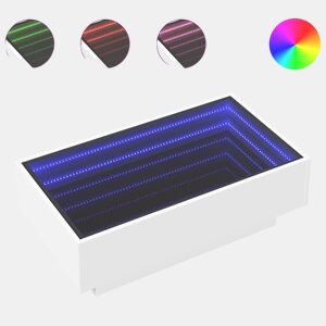 Mesa de Centro, Mesa baixa, c LEDs 90x50x30 cm derivados de madeira branco