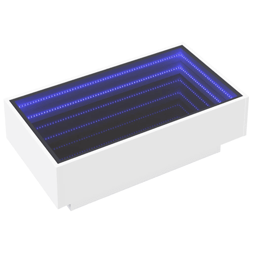Mesa de Centro, Mesa baixa, c LEDs 90x50x30 cm derivados de madeira branco