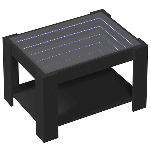 Mesa de Centro, Mesa baixa, c LEDs 73x53x45 cm derivados de madeira preto