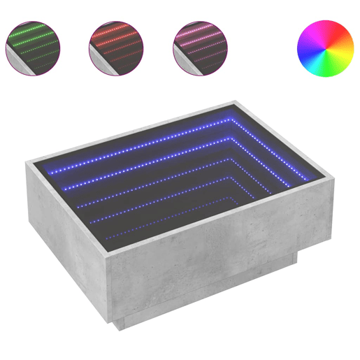 Mesa de Centro, Mesa baixa c LEDs 70x50x30 cm derivados de madeira