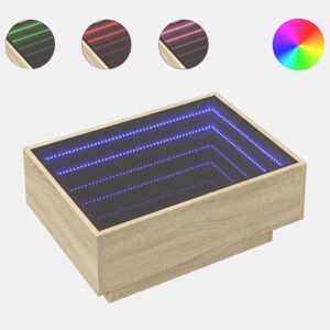 Mesa de Centro, Mesa baixa c LEDs 70x50x30 cm derivados de madeira
