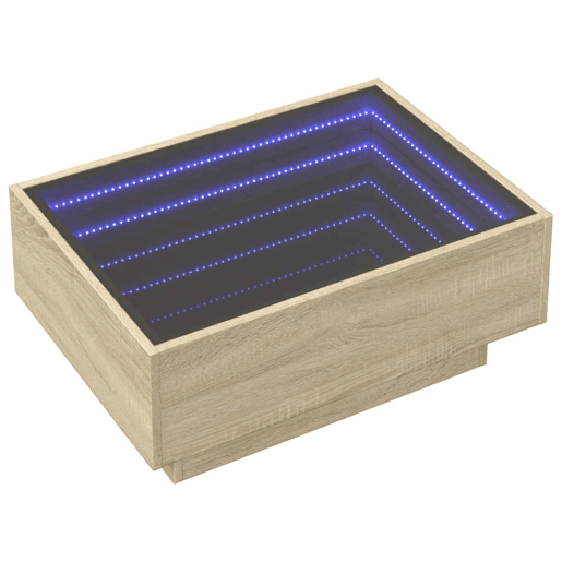 Mesa de Centro, Mesa baixa c LEDs 70x50x30 cm derivados de madeira