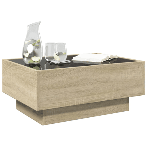 Mesa de Centro, Mesa baixa c LEDs 70x50x30 cm derivados de madeira