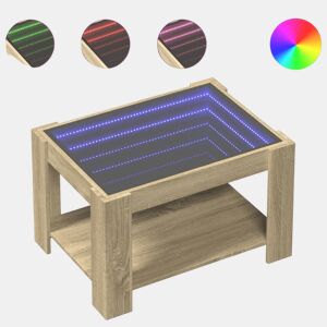 Mesa de Centro, Mesa baixa c LEDs 73x53x45 cm derivados de madeira