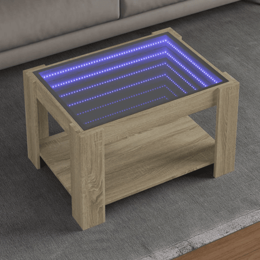Mesa de Centro, Mesa baixa c LEDs 73x53x45 cm derivados de madeira