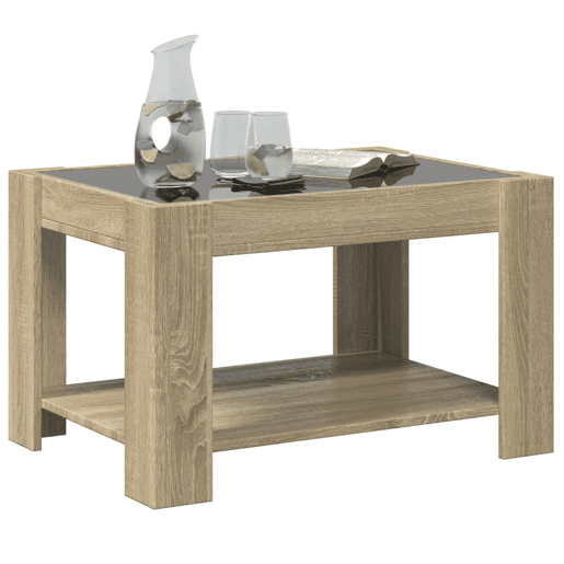 Mesa de Centro, Mesa baixa c LEDs 73x53x45 cm derivados de madeira