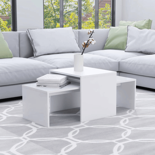 Conjunto de 2 Mesas de Centro - Mesas baixas 100x48x40 cm derivados madeira branco