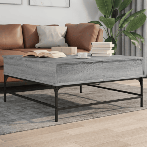 Mesa de Centro, Mesa baixa, 95x95x45 cm derivados madeirametal cinza sonoma