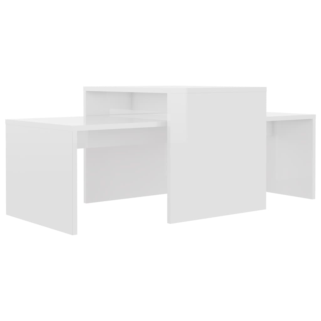 2 uds Mesas de Centro - Mesas de Café 100x48 Blanco Brillo