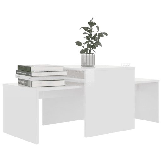 2pcs Mesas de centro, Mesas baixas 100x48x40cm contrapla. branco brilhante