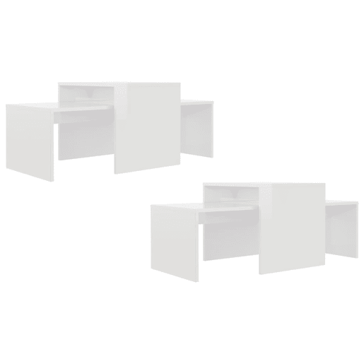 2pcs Mesas de centro, Mesas baixas 100x48x40cm contrapla. branco brilhante