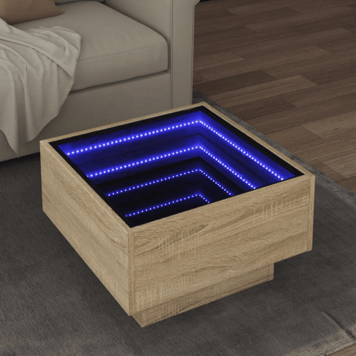 Mesa de Centro, Mesa baixa c LEDs 50x50x30 cm derivados de madeira