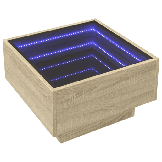 Mesa de Centro, Mesa baixa c LEDs 50x50x30 cm derivados de madeira