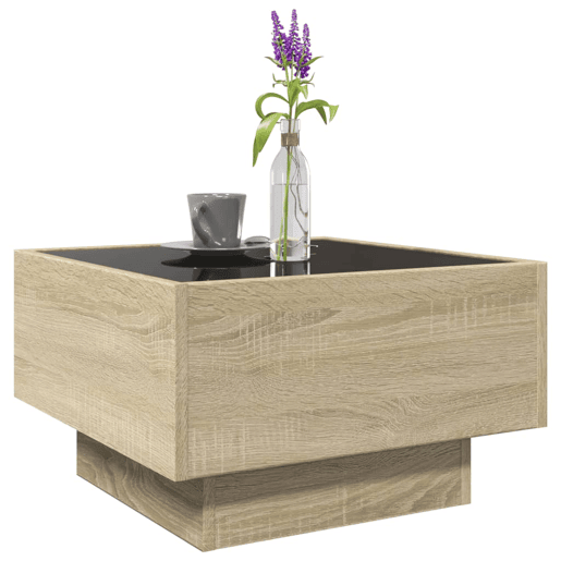 Mesa de Centro, Mesa baixa c LEDs 50x50x30 cm derivados de madeira