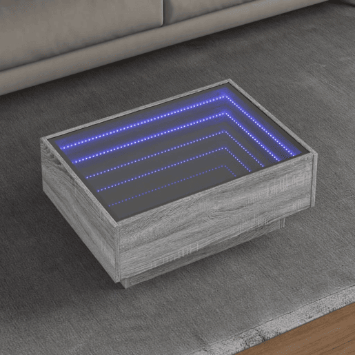 Mesa de Centro, Mesa baixa c LEDs 70x50x30 cm derivados de madeira