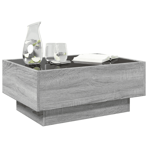 Mesa de Centro, Mesa baixa c LEDs 70x50x30 cm derivados de madeira