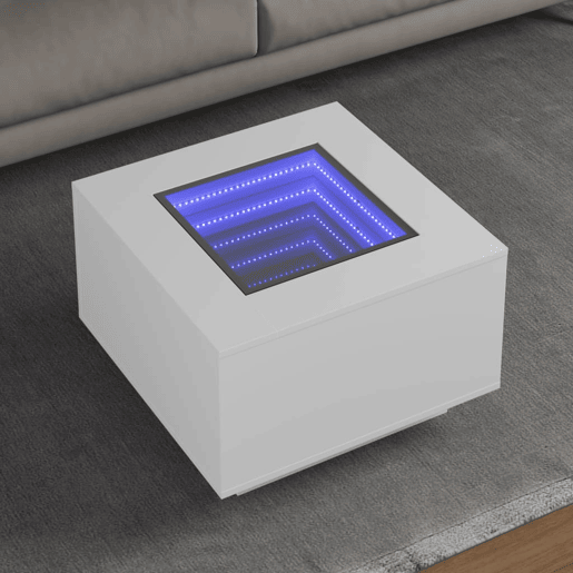 Mesa de Centro, Mesa baixa, cLEDs 60x60x40cm contraplacado branco brilhante
