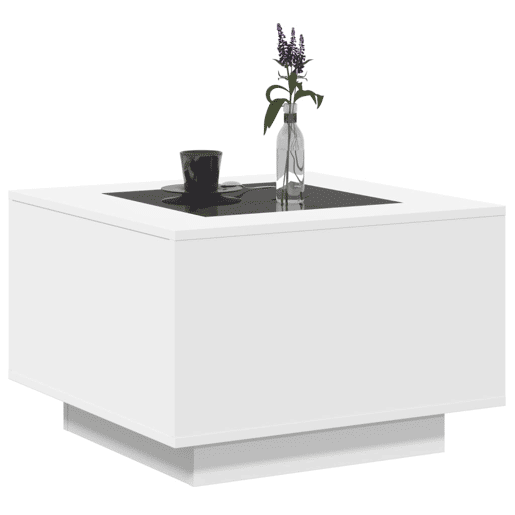 Mesa de Centro, Mesa baixa, cLEDs 60x60x40cm contraplacado branco brilhante