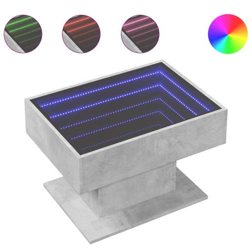 Mesa de Centro, Mesa baixa c LEDs 70x50x45 cm derivados de madeira