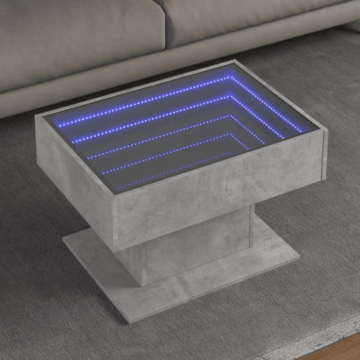 Mesa de Centro, Mesa baixa c LEDs 70x50x45 cm derivados de madeira