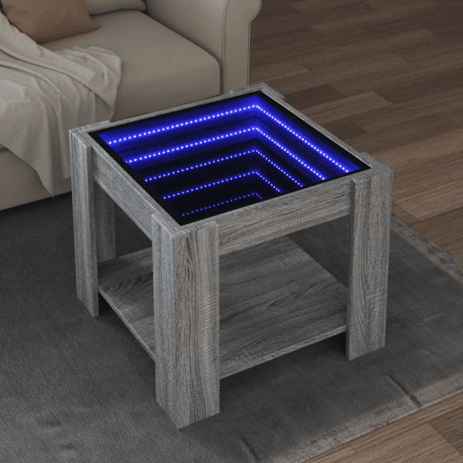 Mesa de Centro, Mesa baixa c LEDs 53x53x45 cm derivados de madeira