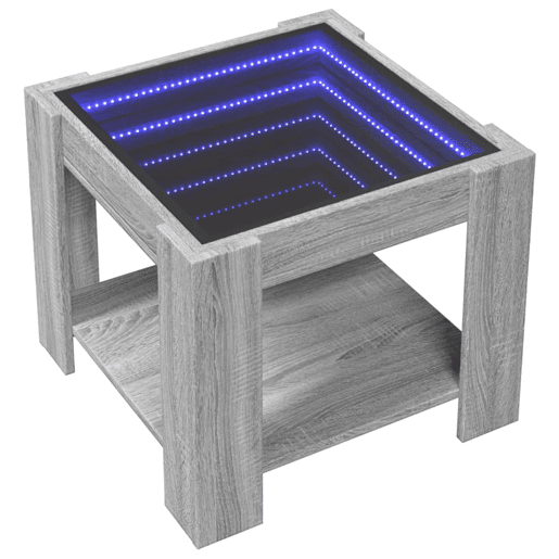 Mesa de Centro, Mesa baixa c LEDs 53x53x45 cm derivados de madeira