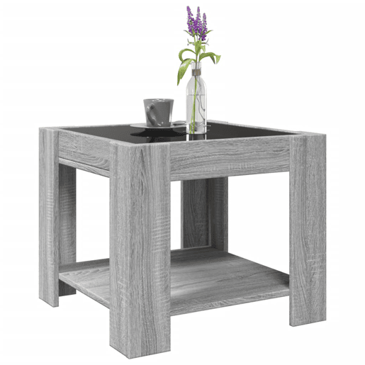 Mesa de Centro, Mesa baixa c LEDs 53x53x45 cm derivados de madeira