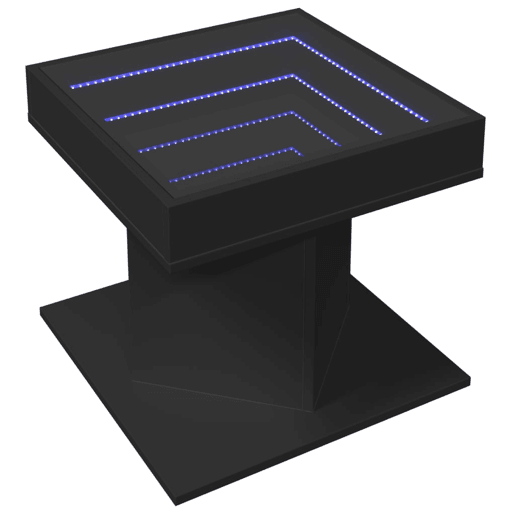 Mesa de Centro, Mesa baixa, c LEDs 50x50x45cm contraplacado preto brilhante