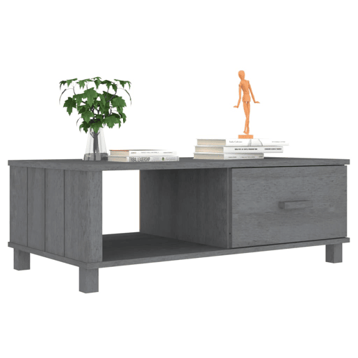 Mesa de Centro, Mesa baixa, 100x55x35 cm pinho maciço cinza-escuro