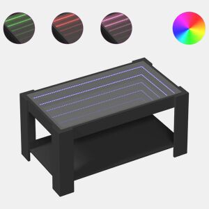 Mesa de Centro, Mesa baixa, c LEDs 93x53x45 cm madeira processada preto