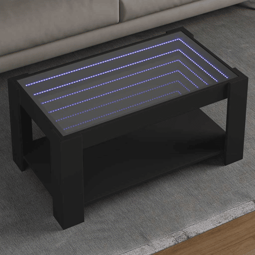 Mesa de Centro, Mesa baixa, c LEDs 93x53x45 cm madeira processada preto