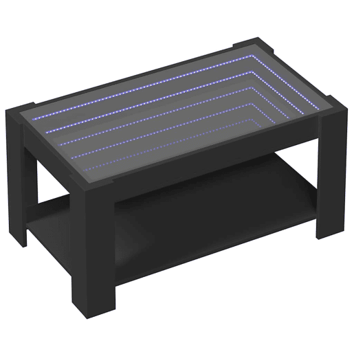 Mesa de Centro, Mesa baixa, c LEDs 93x53x45 cm madeira processada preto