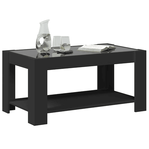 Mesa de Centro, Mesa baixa, c LEDs 93x53x45 cm madeira processada preto