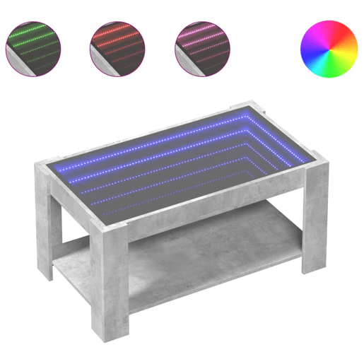 Mesa de Centro, Mesa baixa c LEDs 93x53x45 derivados de madeira