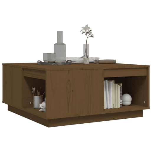Mesa de Centro, Mesa baixa, 80x81x36,5 cm madeira pinho maciça castanho mel