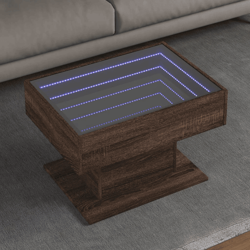Mesa de Centro, Mesa baixa c LEDs 70x50x45 cm derivados de madeira