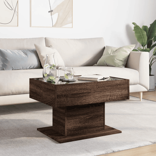 Mesa de Centro, Mesa baixa c LEDs 70x50x45 cm derivados de madeira