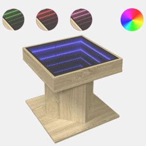 Mesa de Centro, Mesa baixa c LEDs 50x50x45 madeira processada