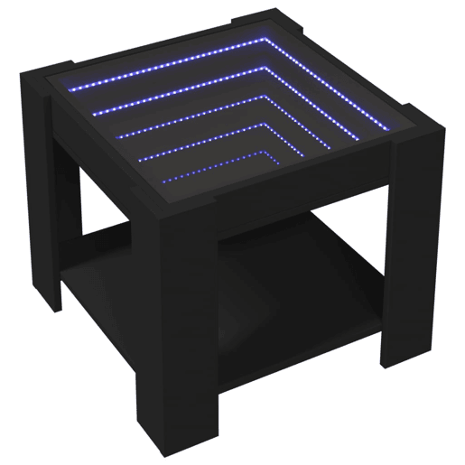 Mesa de Centro, Mesa baixa, c LEDs 53x53x45 cm derivados de madeira preto