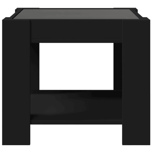 Mesa de Centro, Mesa baixa, c LEDs 53x53x45 cm derivados de madeira preto