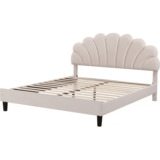 Cama de veludo Manon - Bege - 160 x 200 cm