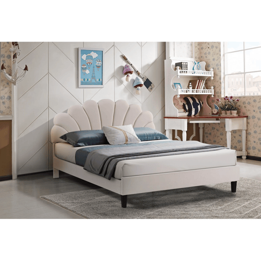 Cama de veludo Manon - Bege - 160 x 200 cm