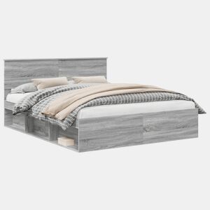 Estrutura da Cama de casal simple com cabeceira Cinza Sonoma 160 x 200 cm