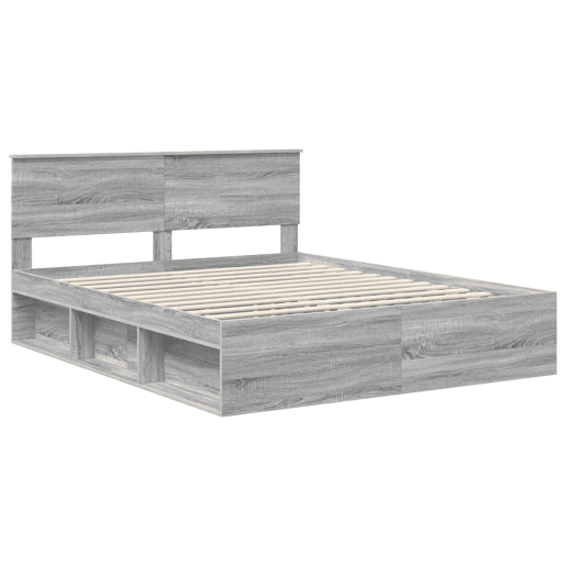 Estrutura da Cama de casal simple com cabeceira Cinza Sonoma 160 x 200 cm