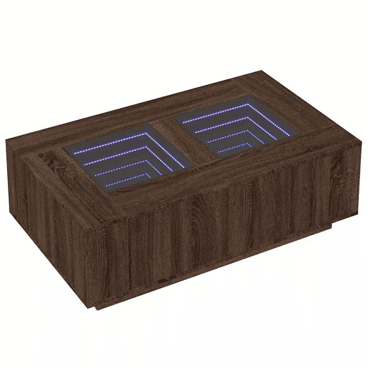 Mesa de Centro, Mesa baixa, luzes LED Infinity 116x69x40 cm carvalho castanho