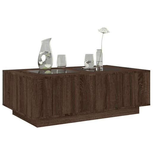 Mesa de Centro, Mesa baixa, luzes LED Infinity 116x69x40 cm carvalho castanho